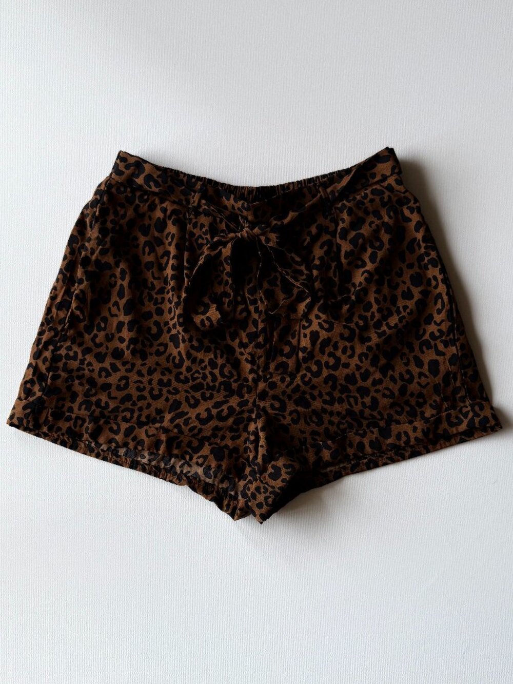 Sienna Sky Leopard Print Tie Belt Shorts